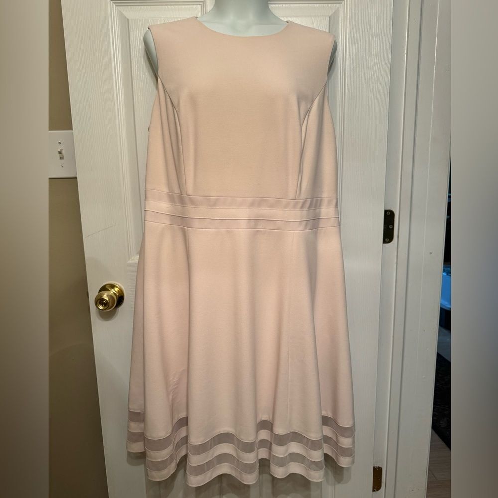 CALVIN KLEIN Fit & Trim Illusion Dress Light Pale Pink Lined Size 18W